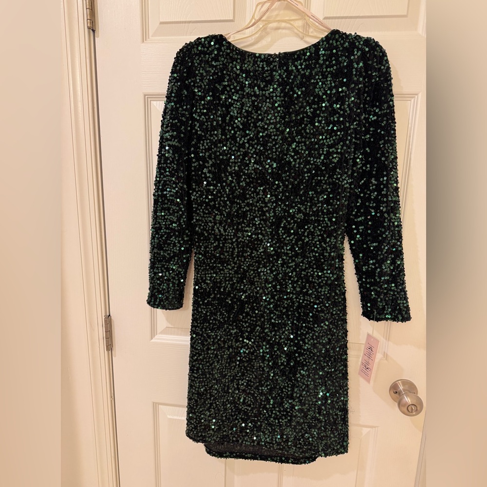 Nannette Sparkling Green Long Sleeve Dress